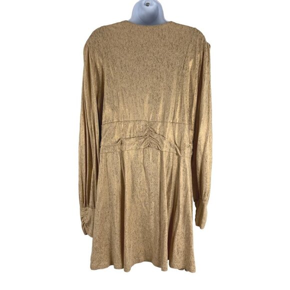 Soft Surroundings Tunic Dress XL Gold Long Sleeve V-Neck Cotton Blend DR-1307 - Picture 6 of 9